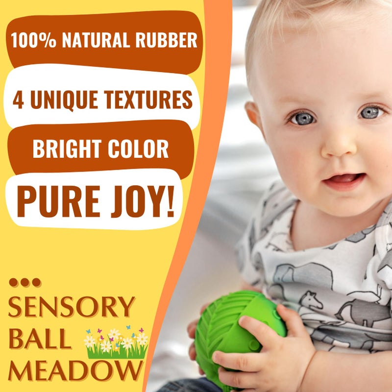caaocho Pure Natural Rubber Sensory Ball Meadow 3" - Sealed Hole, BPA Free Baby Ball Toy, for Sensory Play, for Sensory Development, Hole Free Baby Toy, Perfect Bouncer, Without Hole - Image 4